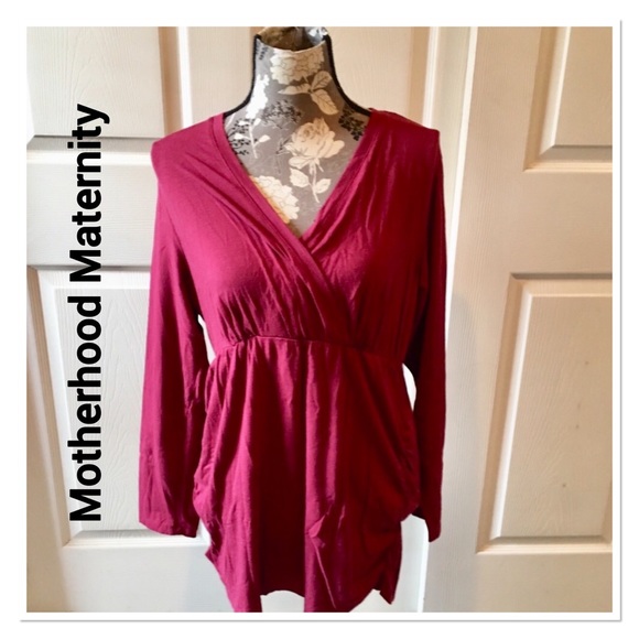 Motherhood Maternity Tops - Motherhood Maternity Cranberry Faux Wrap Top